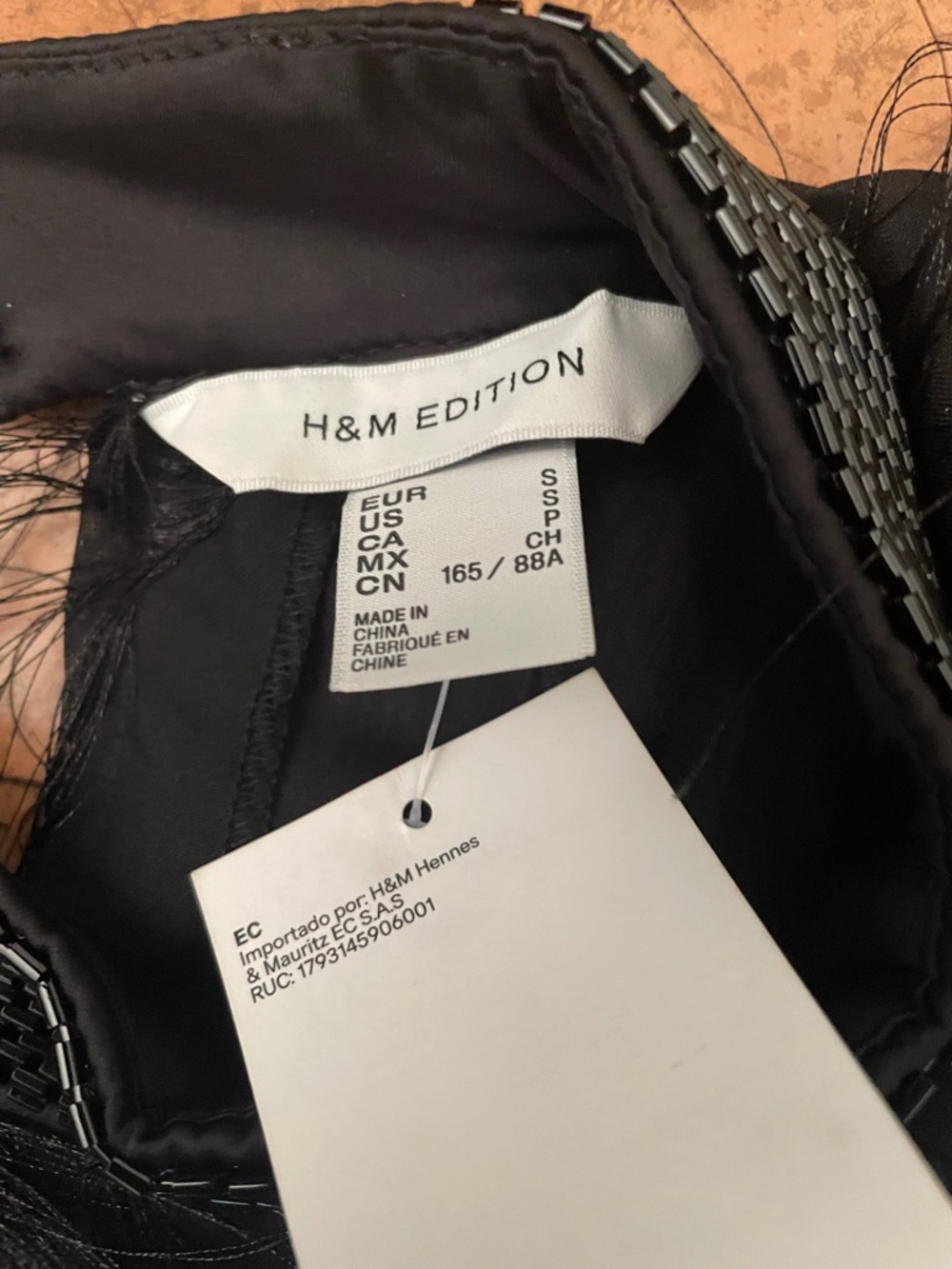 H&M Edition Feather Texture Sequin Mock Neck Black Blouse Size S New NWT - Picture 11 of 14